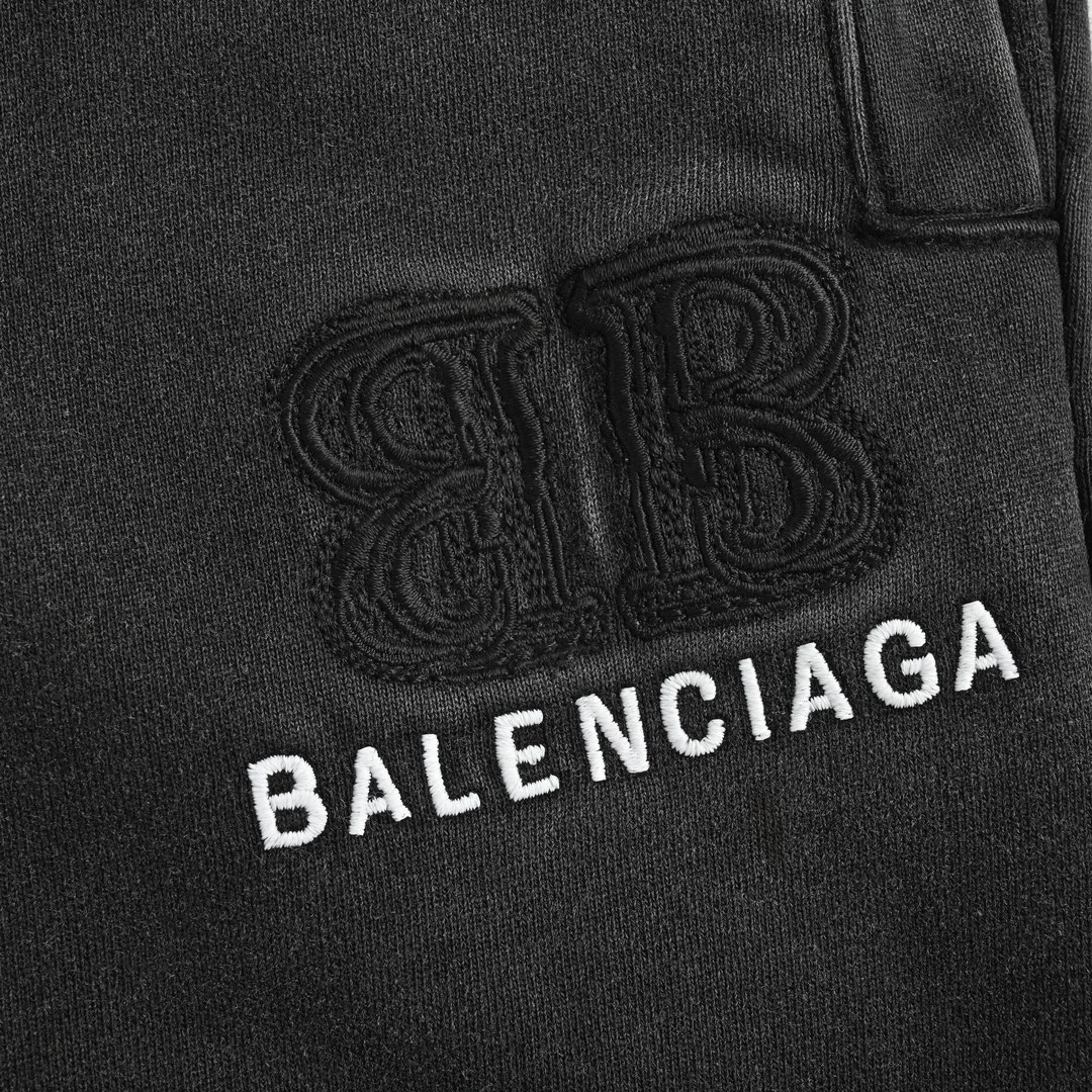 Balenciaga 24Fw heavy washed distressed double B embroidered suit trousers