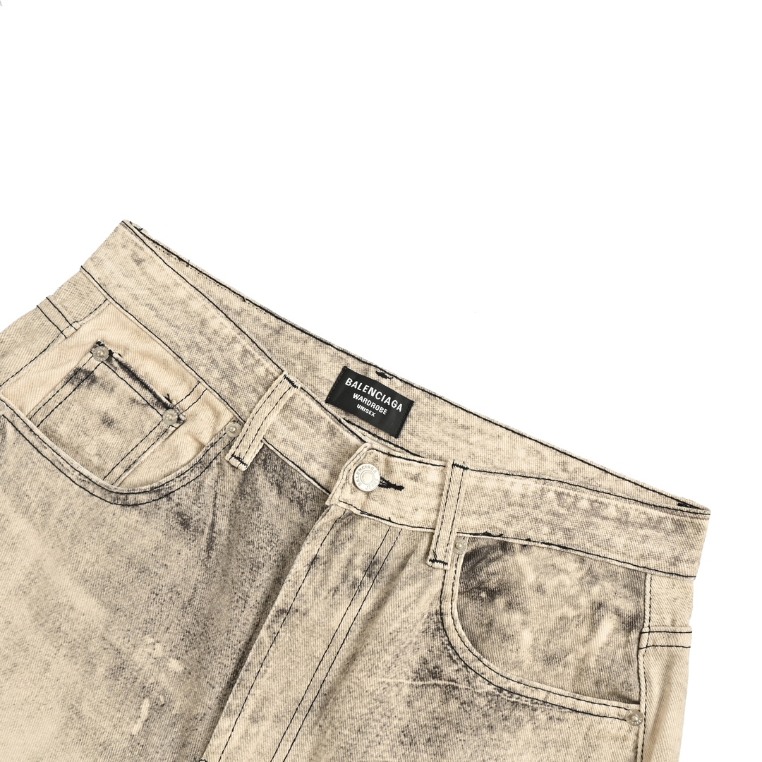 Balenciaga 24Fw washed loose wide-leg jeans