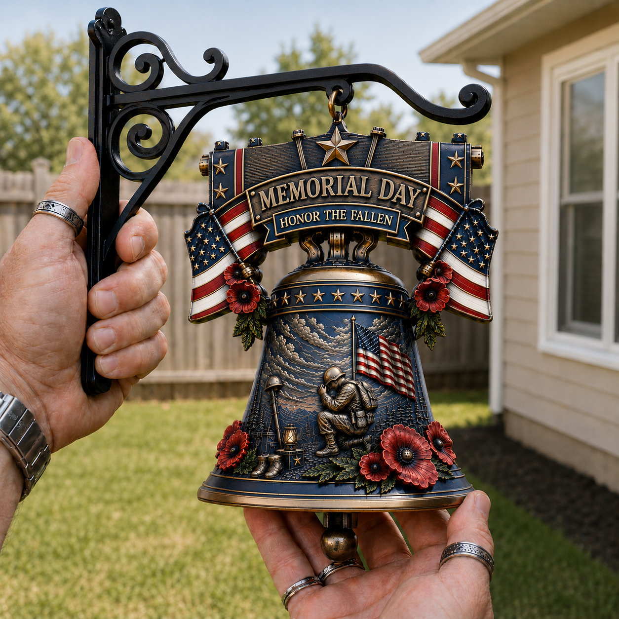 🗽Memorial Day Tribute Bell Wall Decor – Honor the Fallen