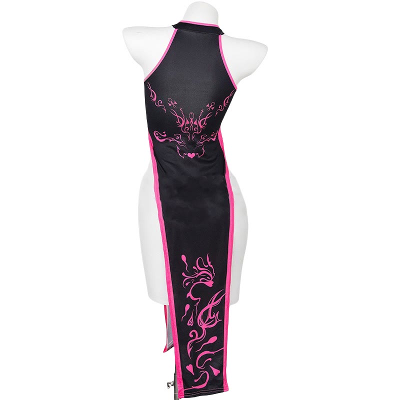 Vintage Cheongsam Slit Lingerie Dress Set
