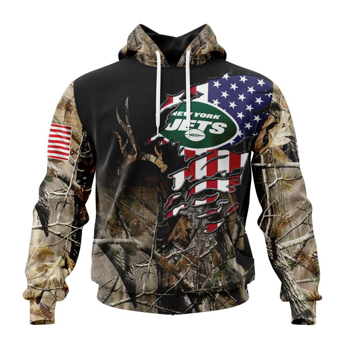 NEW YORK JETS 3D HOODIE CAMO REALTREE HUNTING