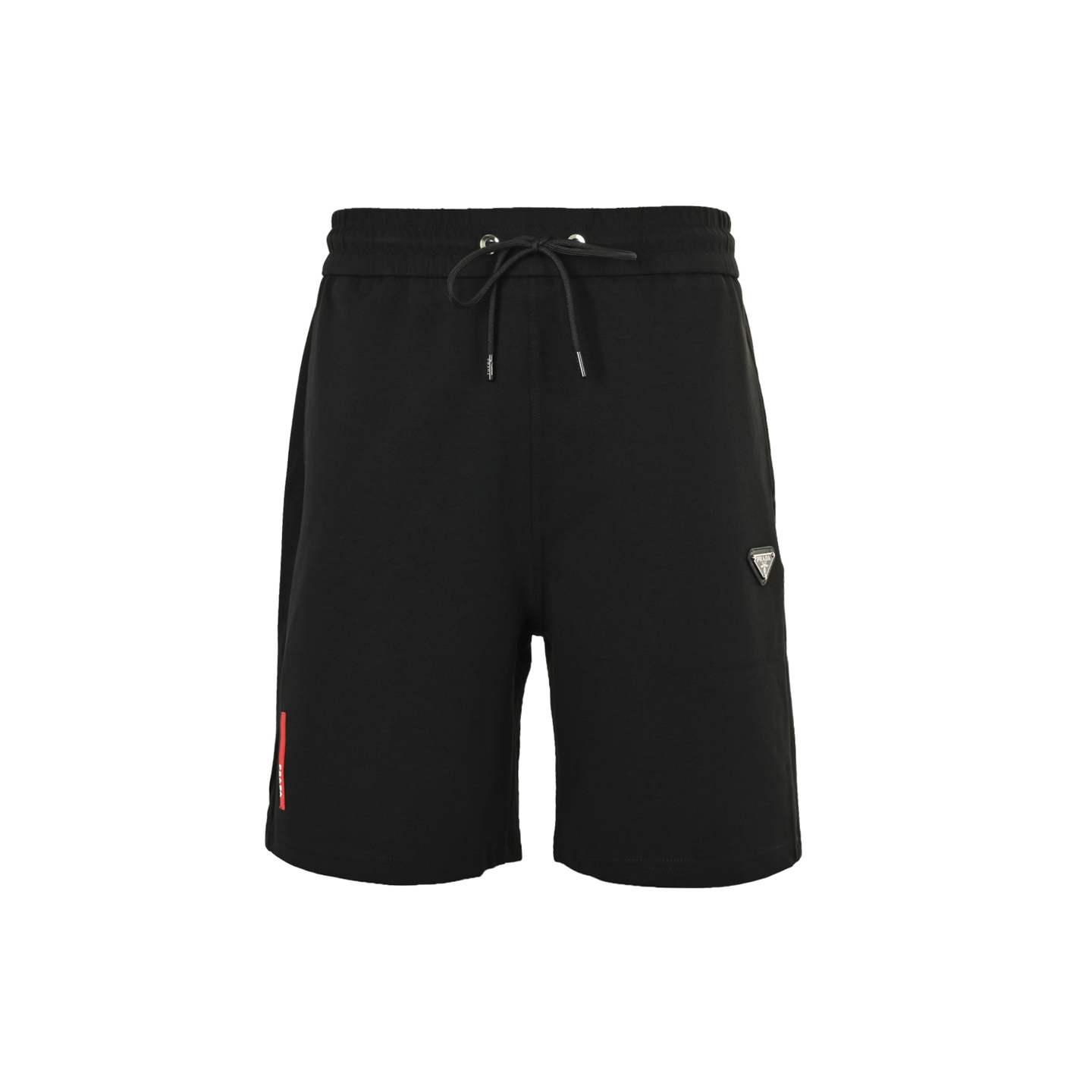 Prada 25ss triangle red rubber logo shorts