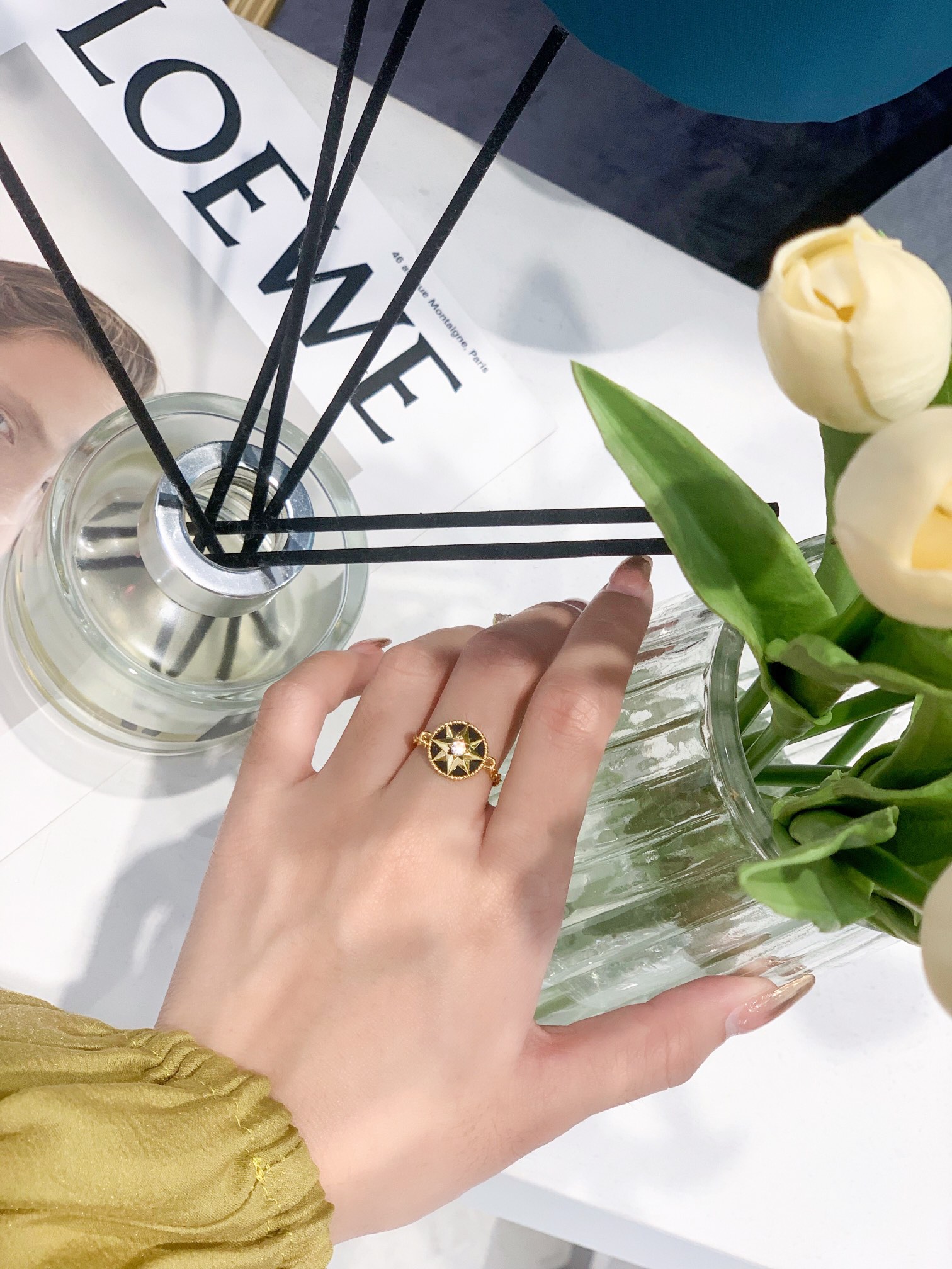 Dior compass chain ring
