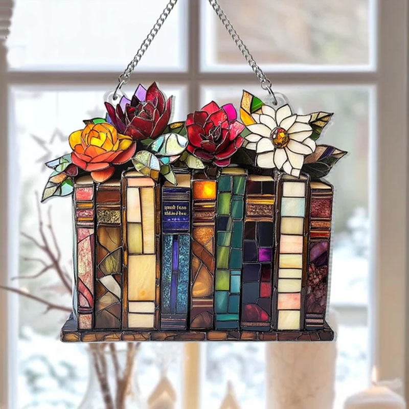 Christmas Flower Book Acrylic Window Hanging