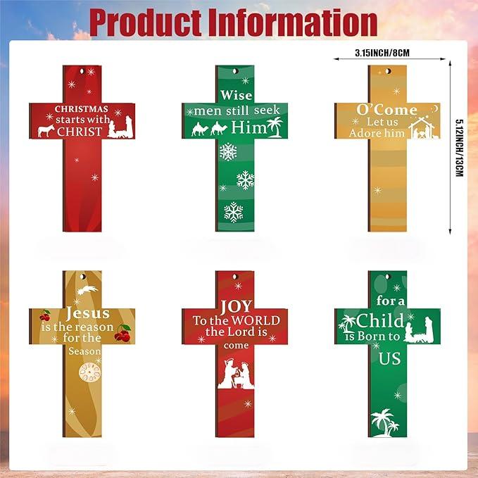 🌲🌲Hanging Wooden Cross Decoration 6-pack