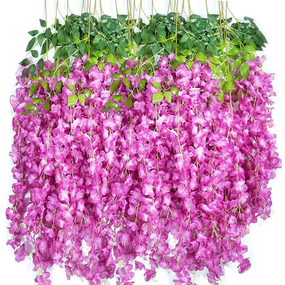 💐 12 Pack/Set Wisteria Flower Vines Garland, 3.75 Feet Artificial Flower Strings