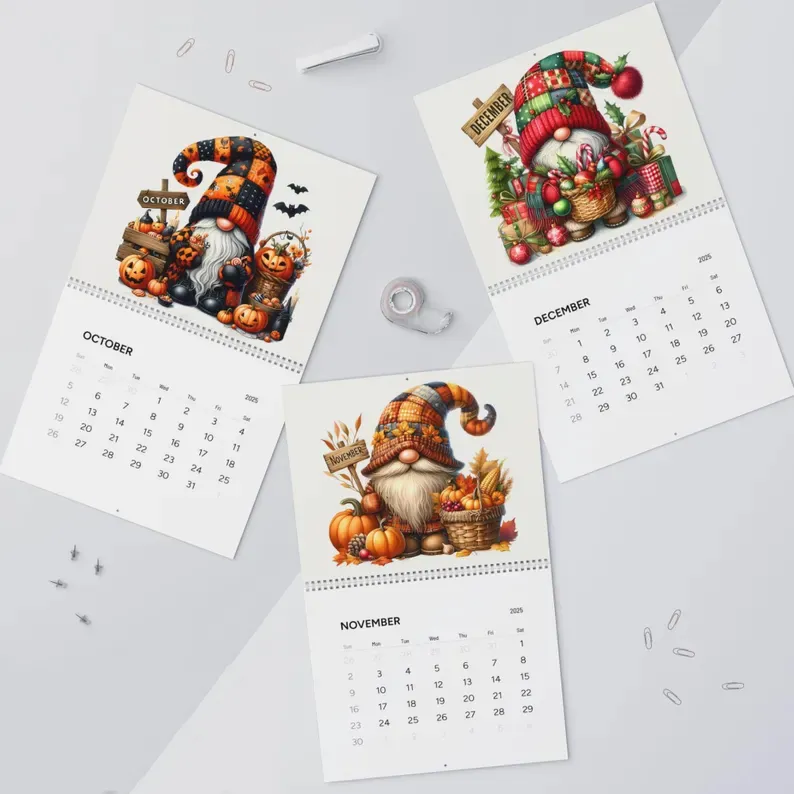 Gnome Wall Calendar 2025
