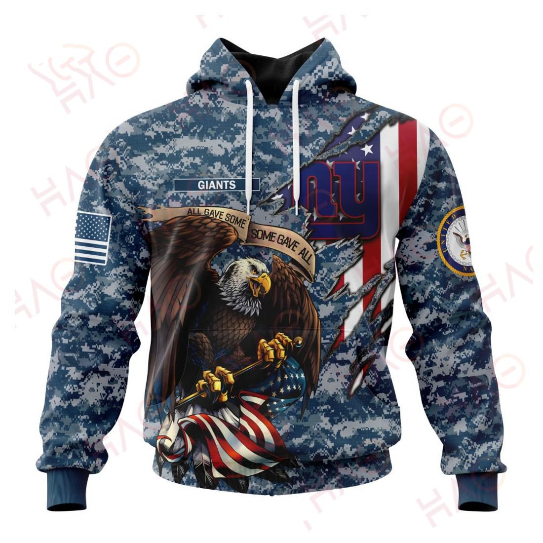 NEW YORK GIANTS 3D HOODIE US NAVY VETERANS