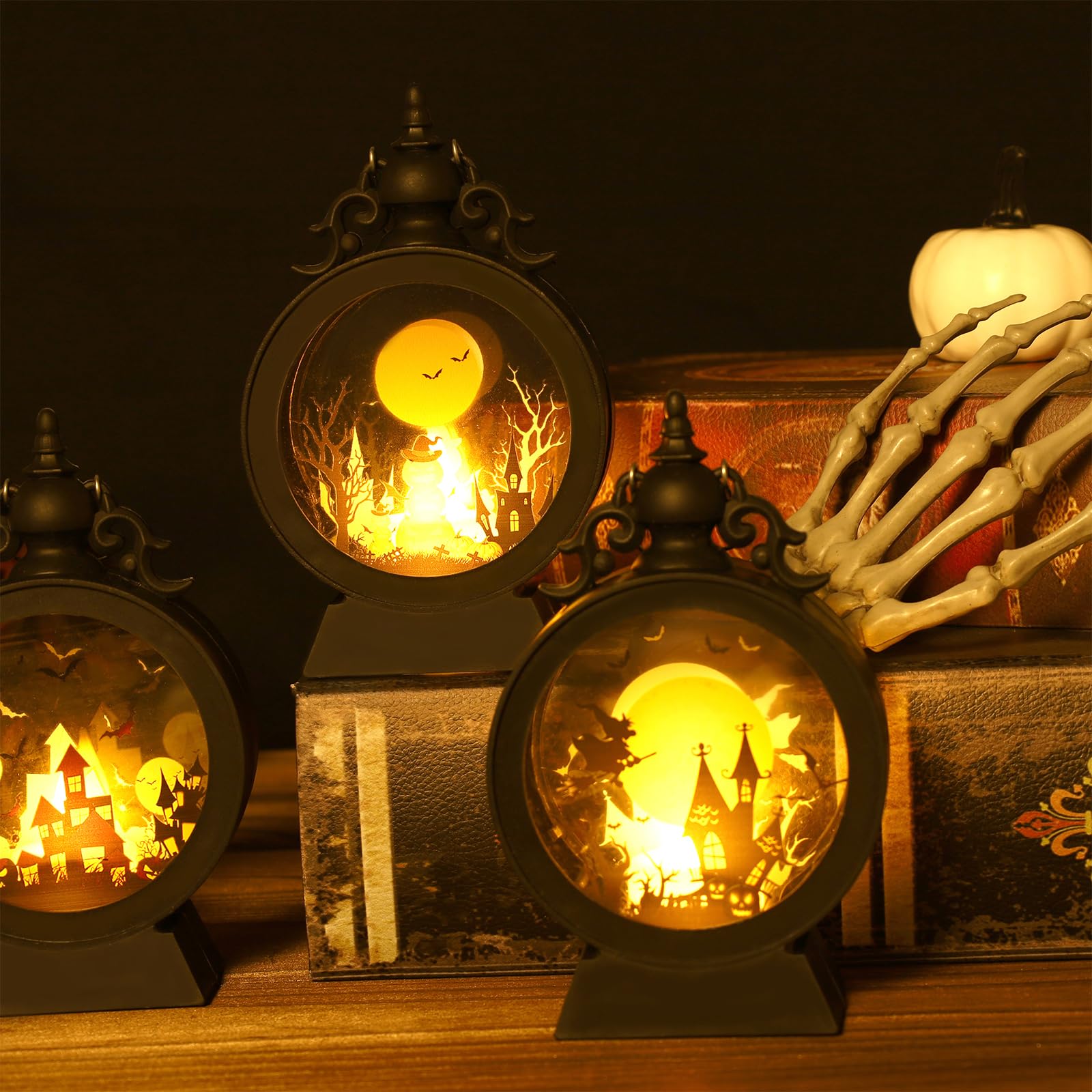 3 PCS Halloween Lantern Light with Flameless Candle