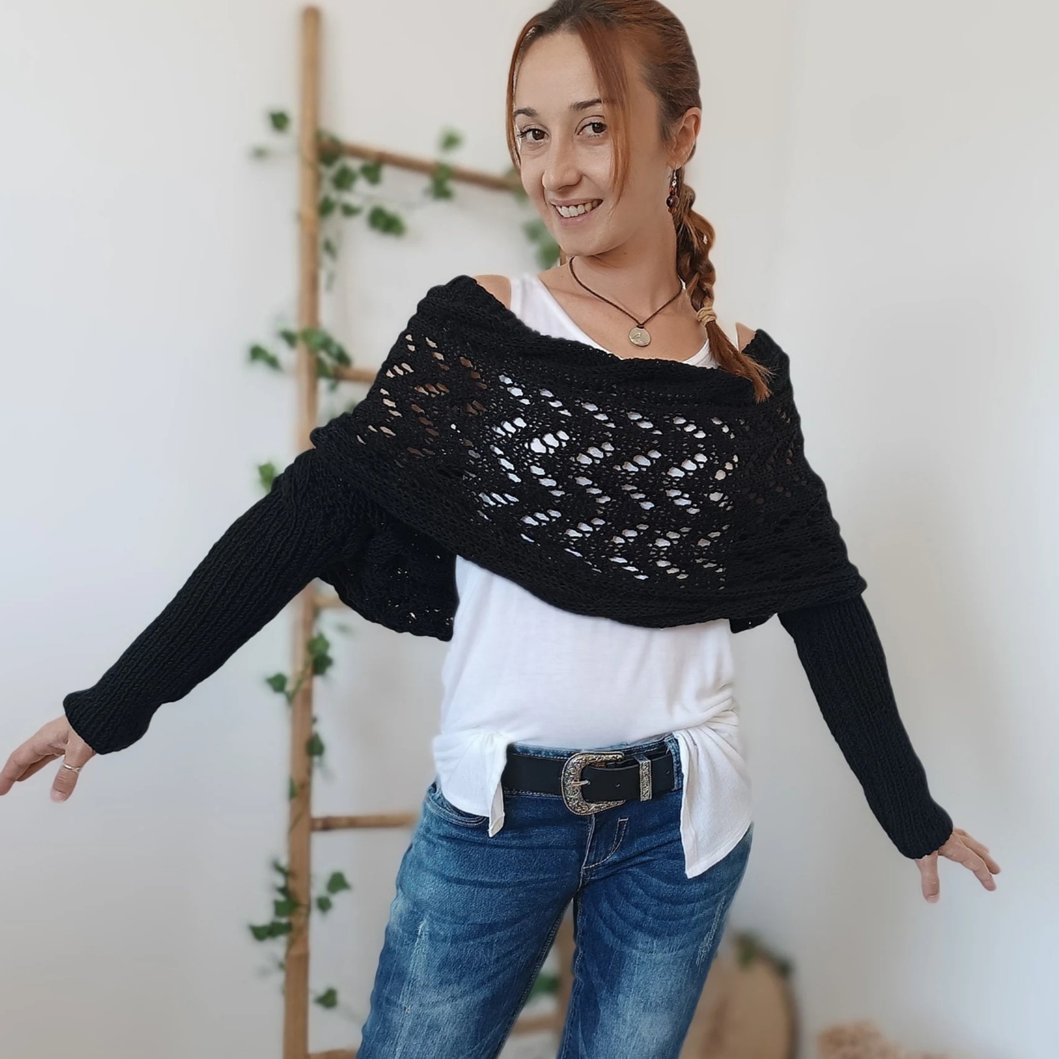 🏆Last Day 49% OFF⚡Scarf With Sleeves, Knitted Cable Wrap