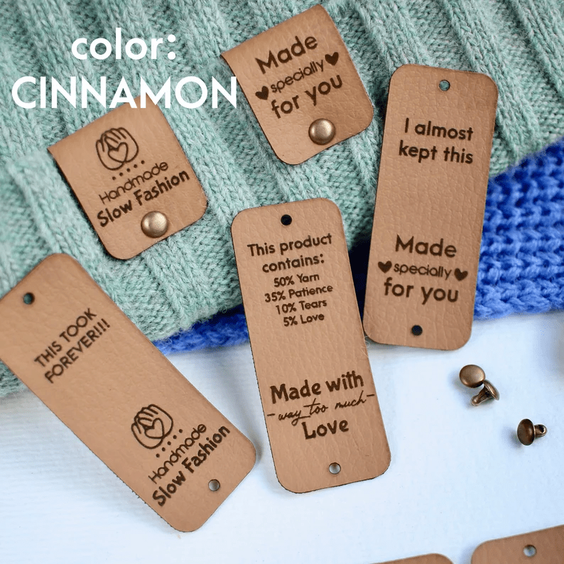Faux leather tags with funny hidden messages - Set of 10