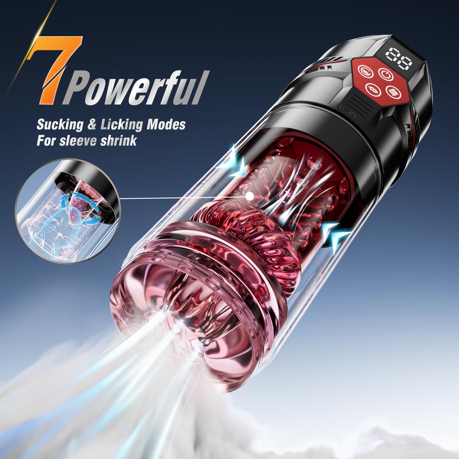 Male Masturbator Penis Pump - Male Sex Toys for Men with Upgrade 12 S Vacuum Pump & 7 Thrusting Rotating Vibrating Sucking Licking LCD Adult Toys Mens Sex Toys Pumps & Enlargers S&M Floggers