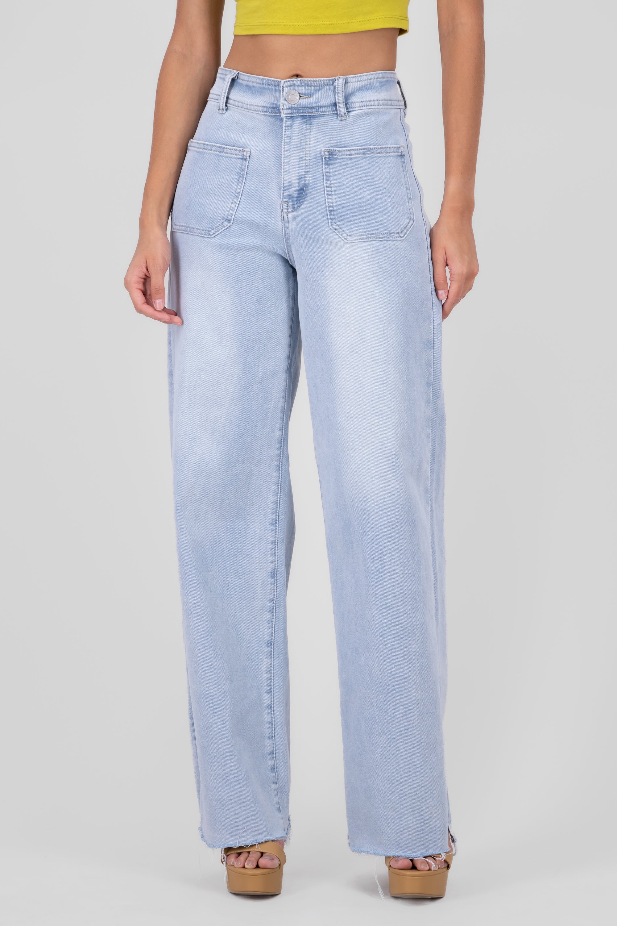 Straight High Waist Jeans With Slits