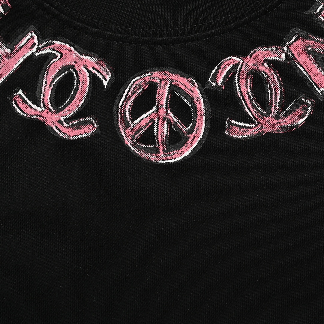 Chanel 24ss hand-painted graffiti logo short sleeve