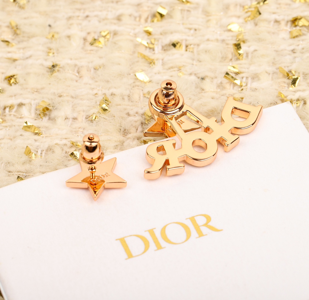 Dior letter full diamond earrings
