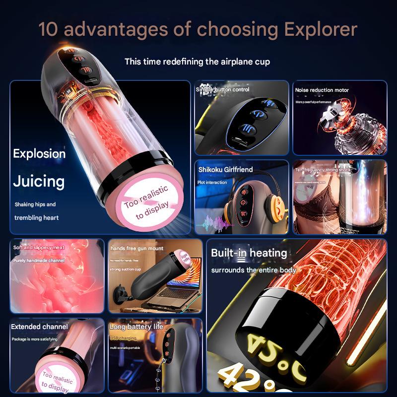 Masturbator Cup for Men Fully Automatic Retractable Heating Masturbator Cup Electric Masturbator Male Adult Products