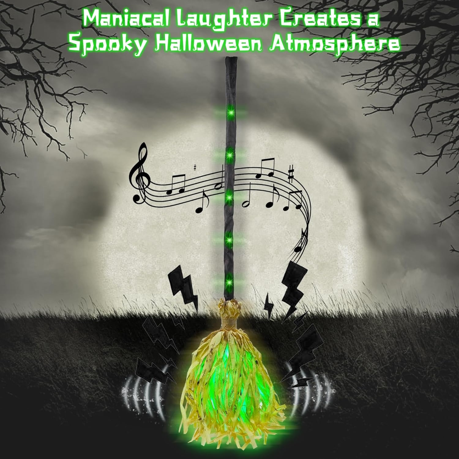 ⚡Flash Sale⚡Halloween Mobile Glowing Witch Broom with Spooky Sounds