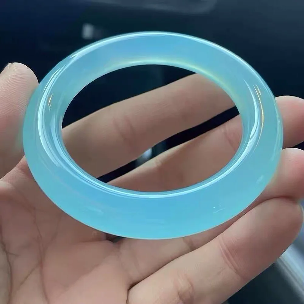 Natural Jade Bangles For Women Charm Jadeite Blue Agate Couple Bracelets Fashion Accessories Gift For Mother Free Shipping