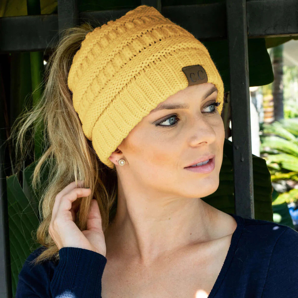 🎄CHRISTMAS ON SALE🔥 Winter Soft Knit Ponytail Bun Beanie Hat