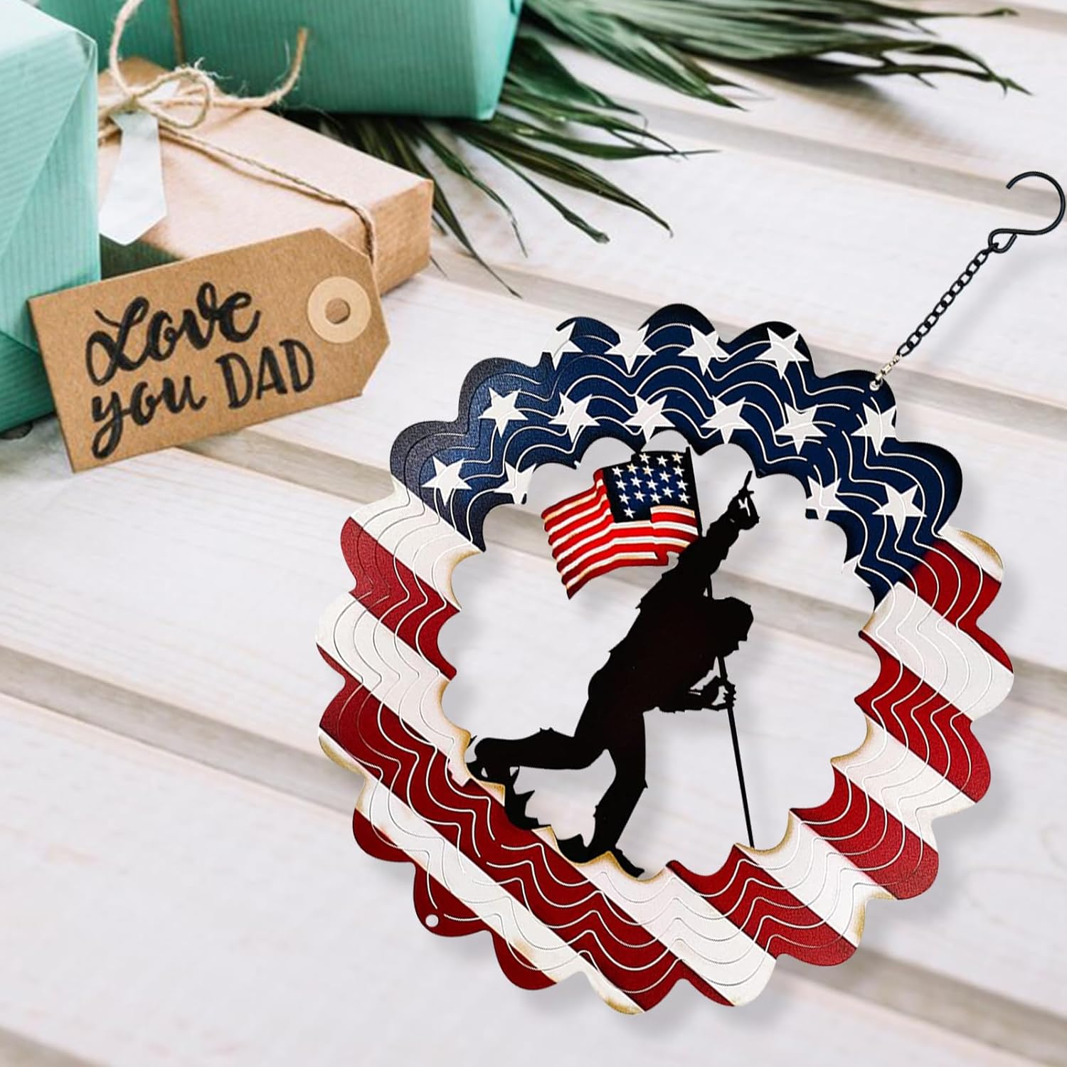 Patriotic Wind Spinner Metal Garden Decor