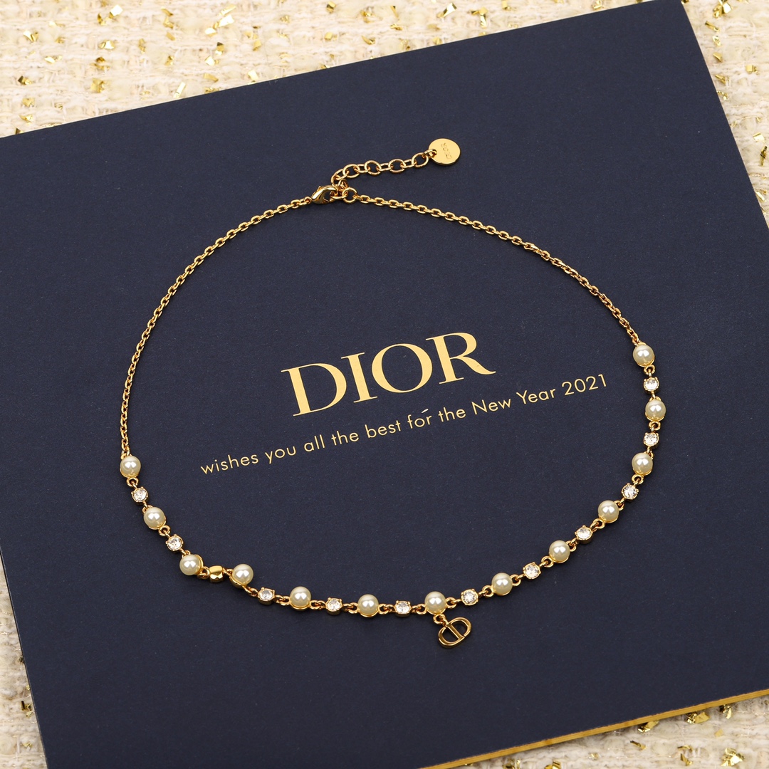 Dior single pearl and diamond necklace