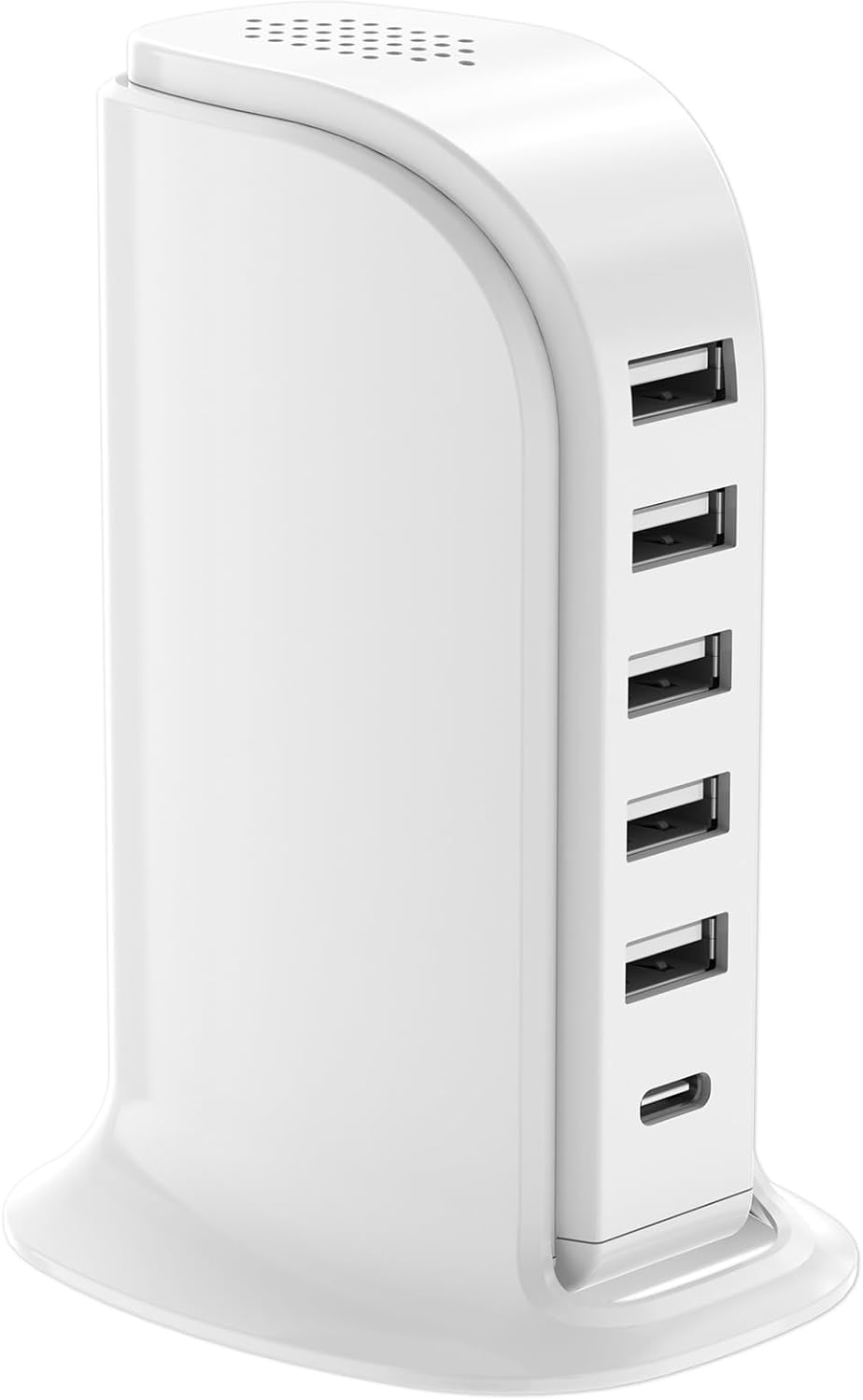 Charger Block 6 in 1 Upoy, 40W USB C Charger 3A, Charging Hub with 5 USB Ports(Shared 6A) for Multiple Electronics, USB Charging Station Multiports, Universal Desktop Phone Charger Travel Ready, Black