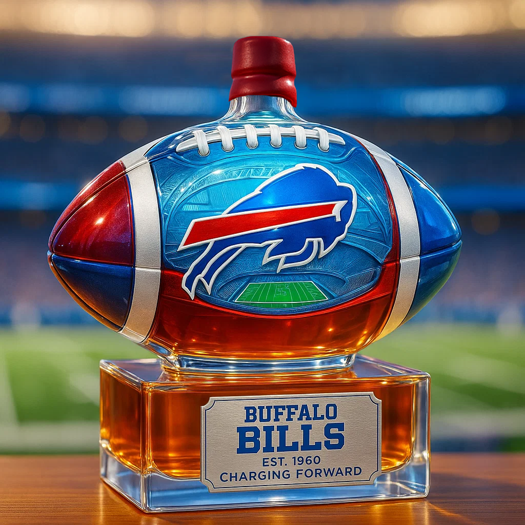 🏈 Charging Forward in Spirit — Buffalo Bills Whiskey Bottle