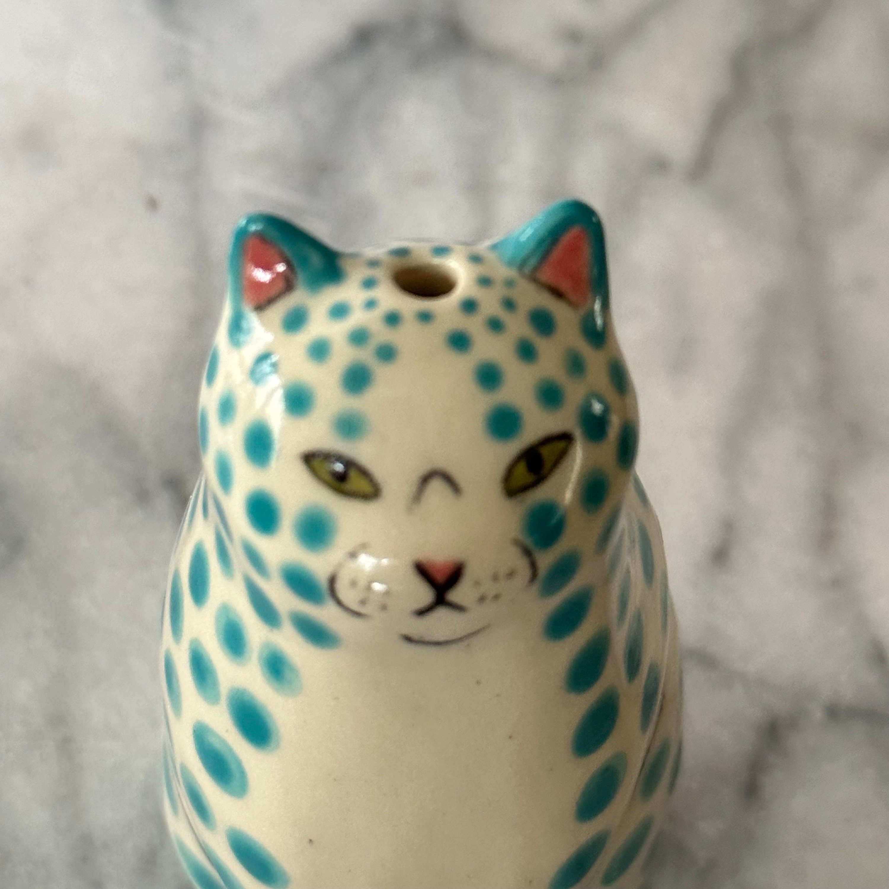 Polka Dot Cat Vase - Cat lover gift - Handmade