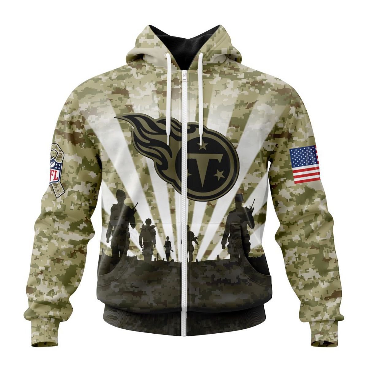 TENNESSEE TITANS 3D HOODIE HONOR VETERANS