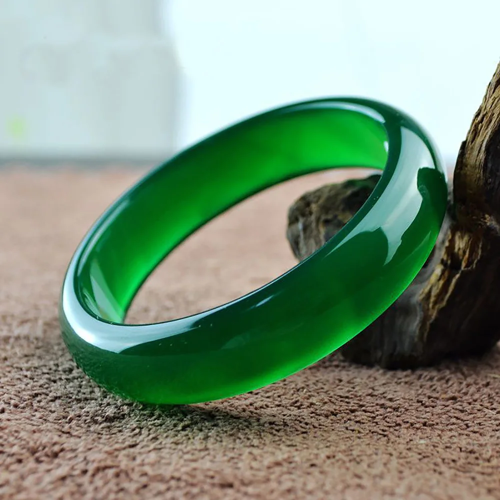 Natural Green Jade Bangles For Women Brazil Chalcedony Charm Jadeite Widened Bracelet Luxury Jewelry Mom's Gift Free Shipping