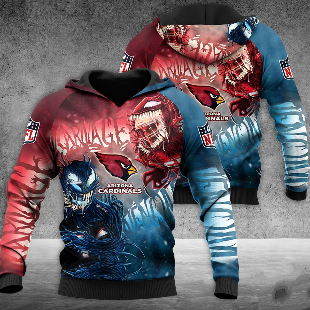 ARIZONA CARDINALS 3D HOODIE SKULL101