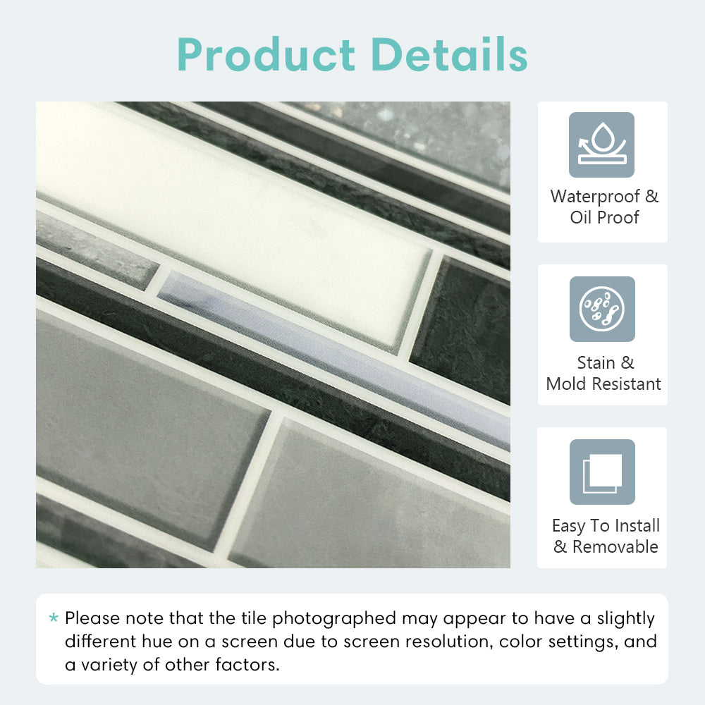 Grey Marble Peel and Stick Tile Stickers