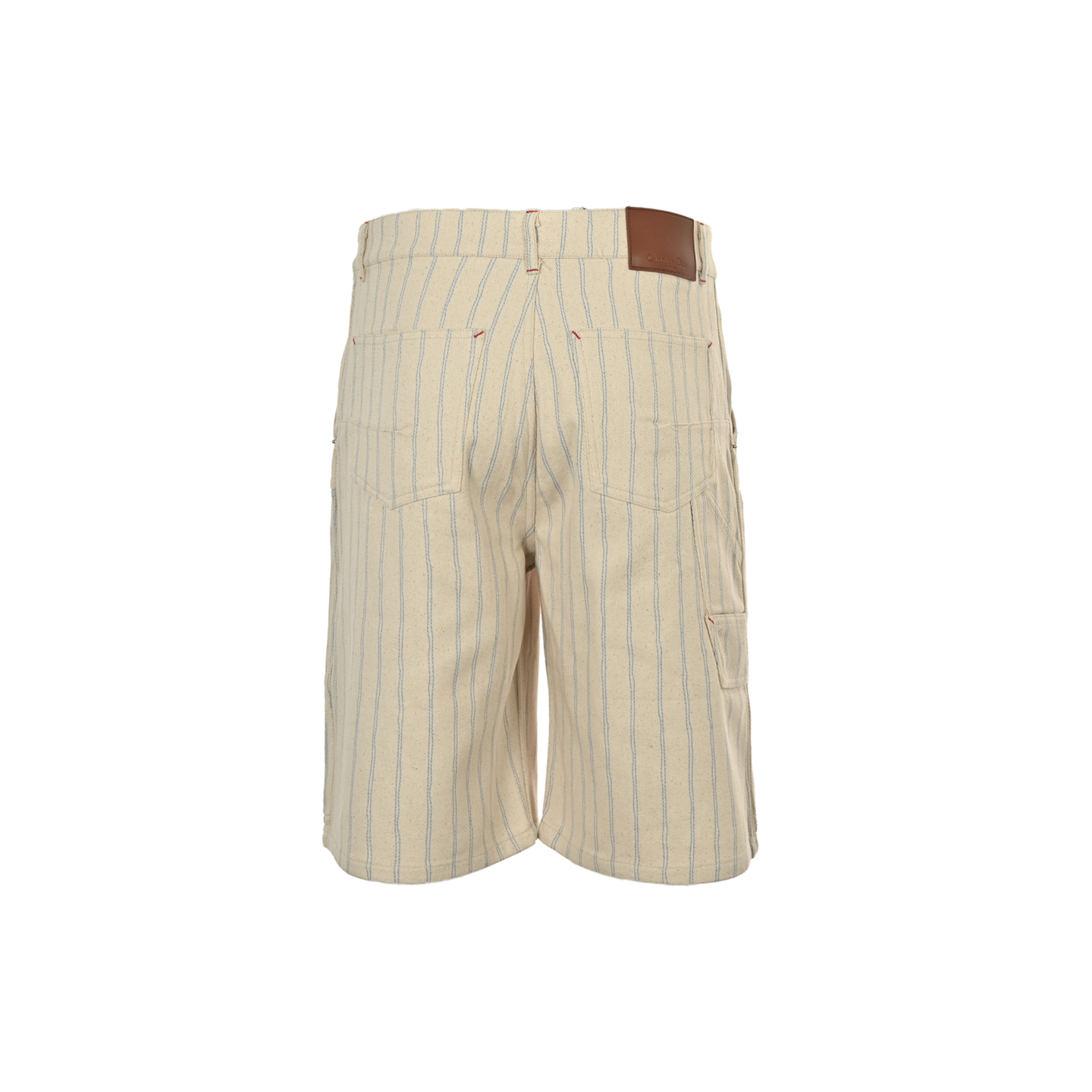 Dior 25ss embroidered lettering striped denim shorts