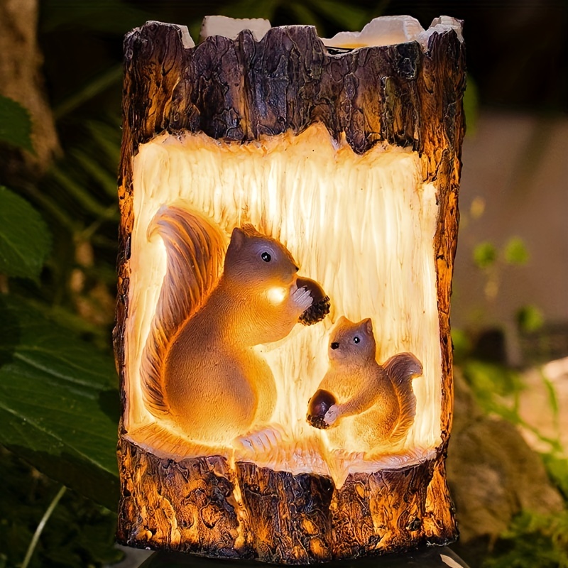 1pc Solar Squirrel Lights, Resin Garden Animal Statues For Garden Lawn, Outdoor Waterproof Landscape Lighting For Friend Birthday Wedding Planters Gifts Home Decoration Accessories Figurines