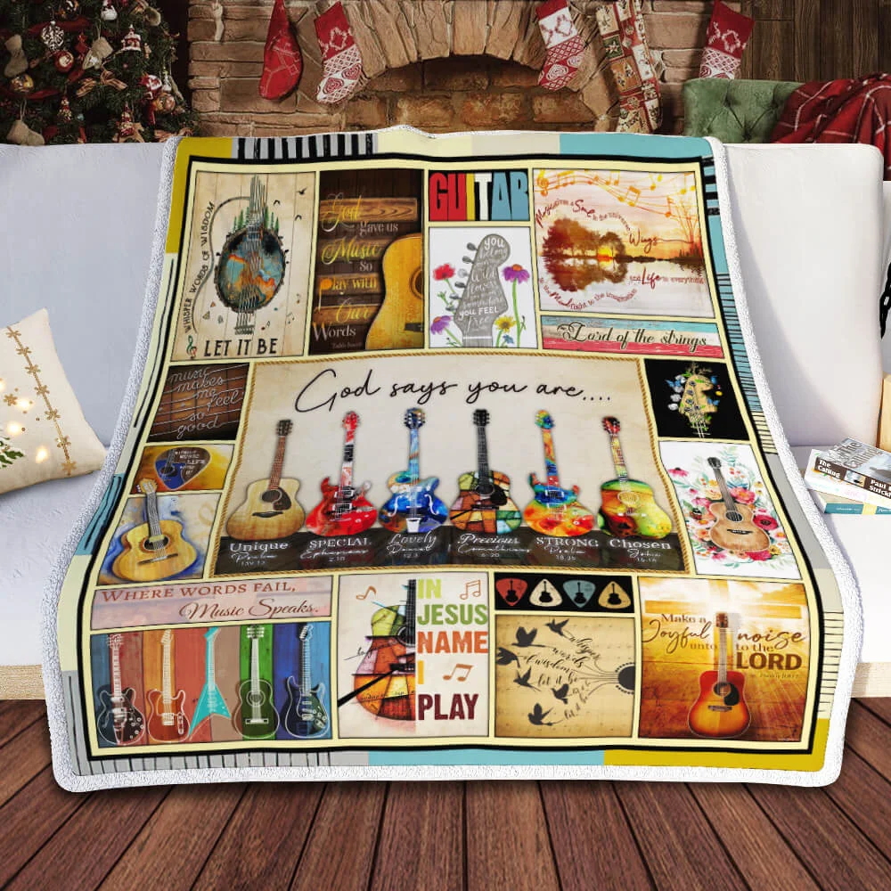 Guitar, God Says You Are Sofa Throw Blanket
