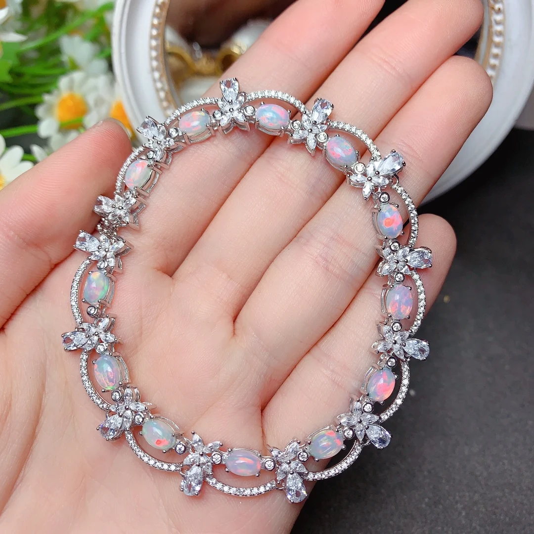 Natural Opal Clavicle Chain Christmas Pendant 925 Sterling Silver Ladies Gemstone Free Shipping Jewelry Certified Boutique