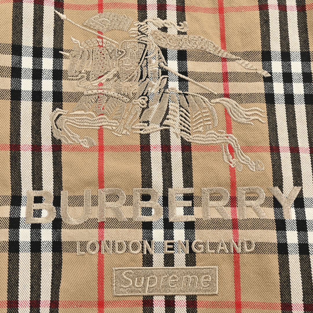 Burberry & Supreme checkered warhorse embroidered denim jacket