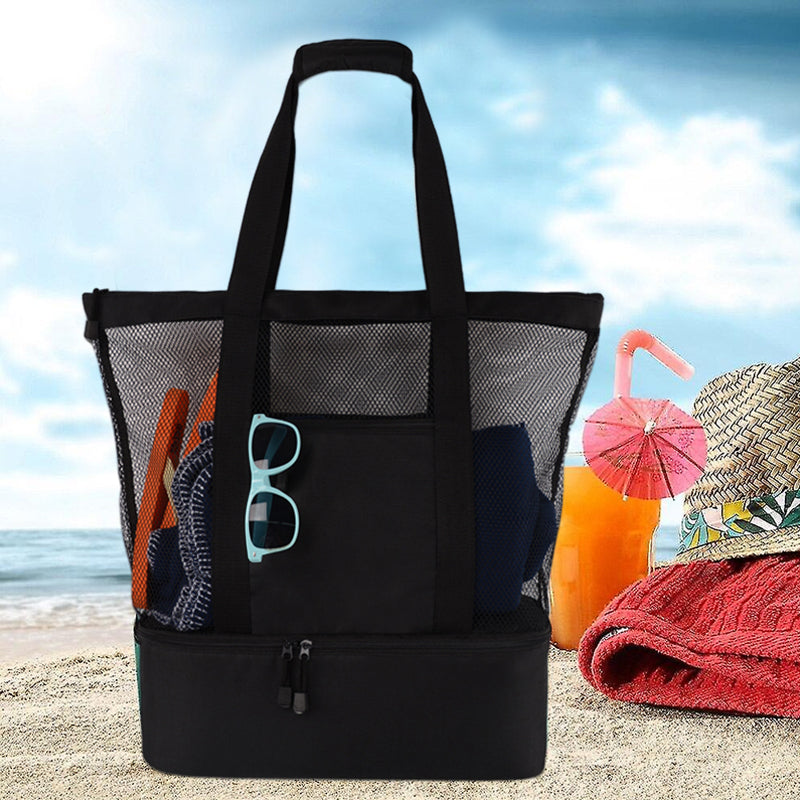 (🔥Last Day Promotion-SAVE 50% OFF)👜2-in-1 Portable Mesh Beach Tote Bag with Detachable Cooler🏖️BUY 2 GET 10% OFF & FREE SHIPPING！