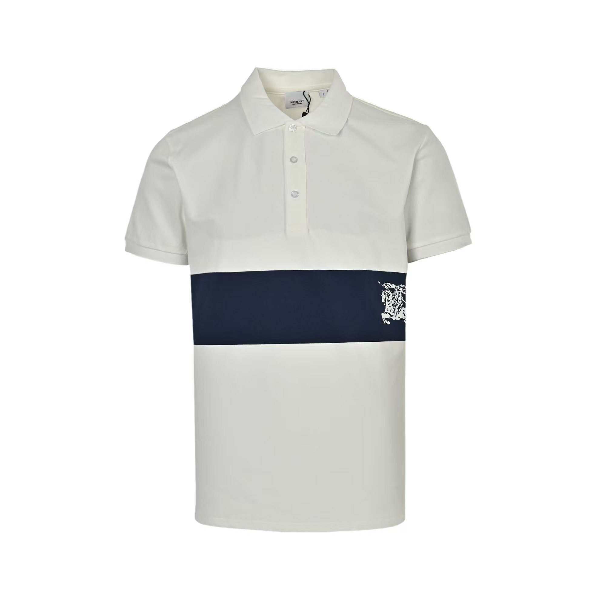 Burberry 25ss horizontal striped warhorse print Polo short-sleeved