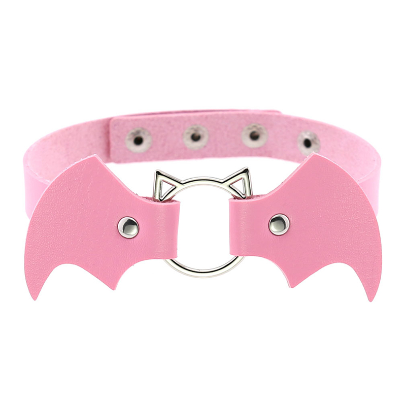 Bat Wings Vampire Kitty Leather Collar
