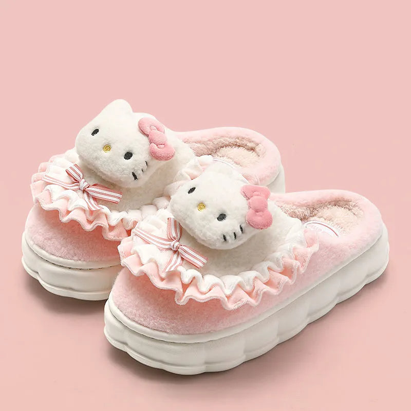 Cute cartoon plush cotton slippers