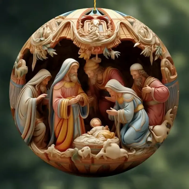 ON SALE🔥6Pcs/Set 3D Effect Double-Sided Nativity Scene Wooden Decoration -Buy 4 Sets Free Shipping
