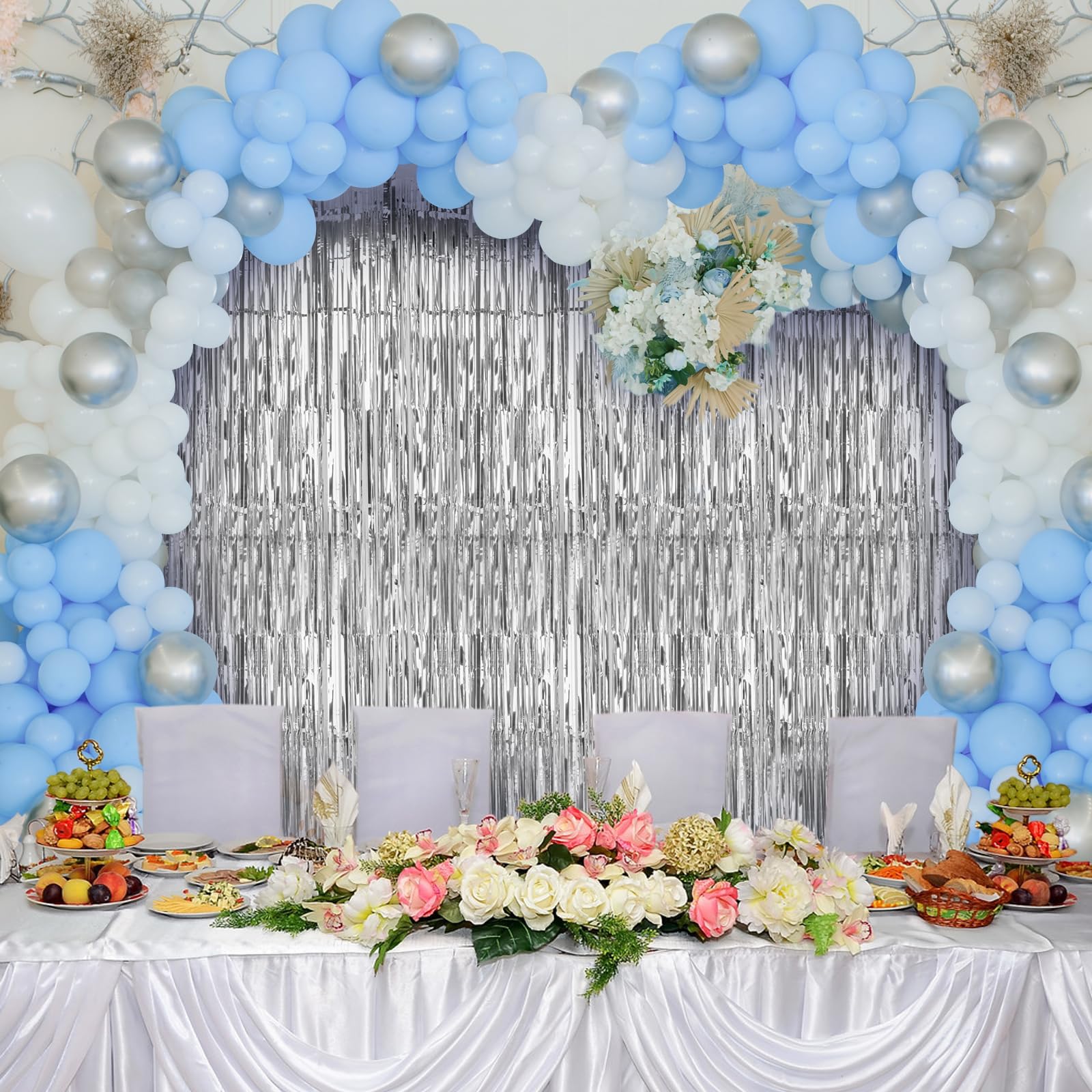 Party Streamers 3 Pack Metallic Tinsel Foil Fringe Curtains 3.2ft x 8.2ft Party Decorations