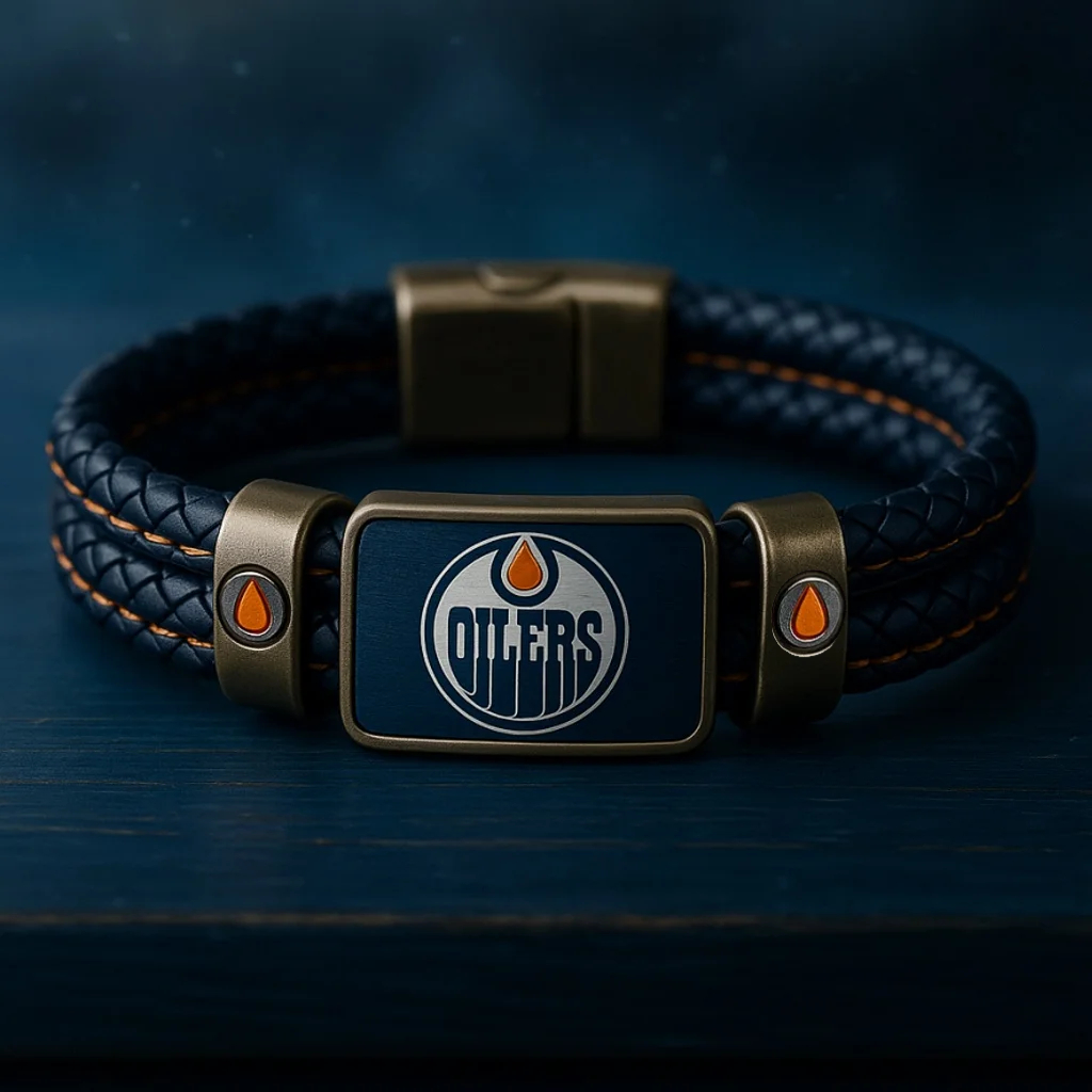Edmonton Oilers Braided Leather Bracelet