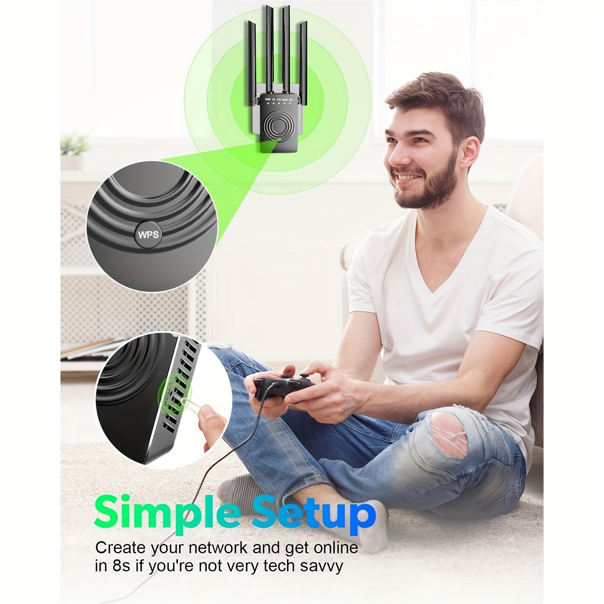 2023 Fastest WiFi Extender, Dual Band 2.4/5.8GHZ WiFi Internet Booster For Home Wireless, 1200Mbps Signal Amplifier With Ethernet Port/Super Antenna, Wi-Fi Repeater Cover To 12000Sq.Ft./100+ Devices