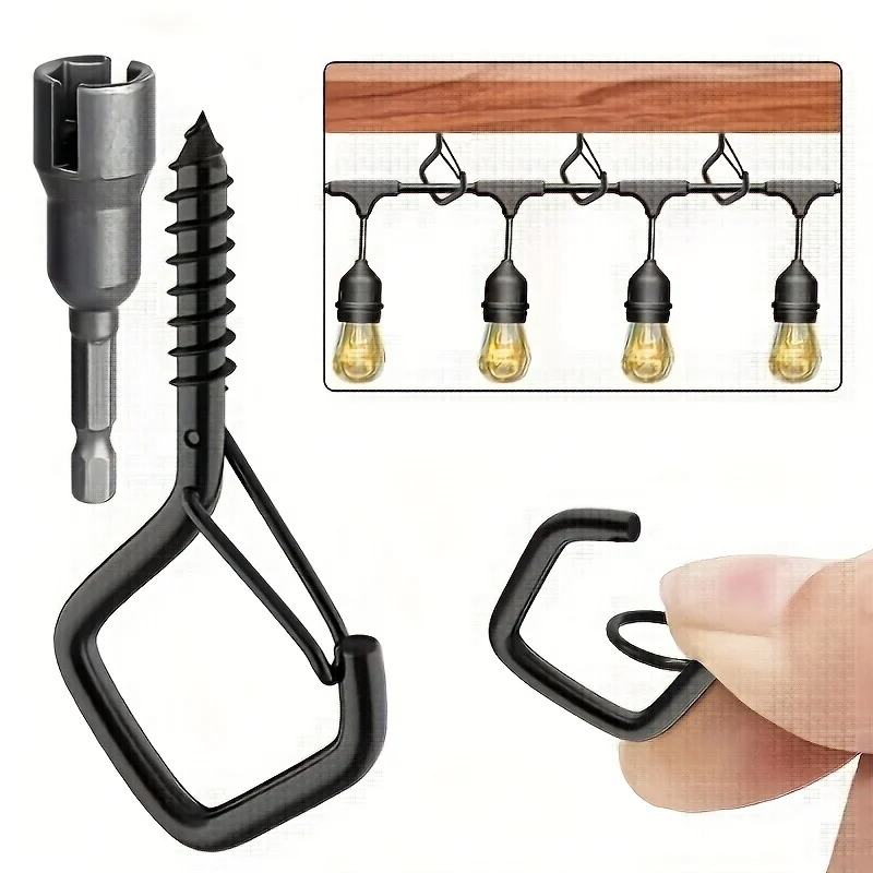 🎄🎅 Early Christmas Sale 50% OFF-10pcs Square Snap Hanging Hooks - Anti-Drop Bonsai Hooks with Safety Buckles for Christmas Rope String Lights