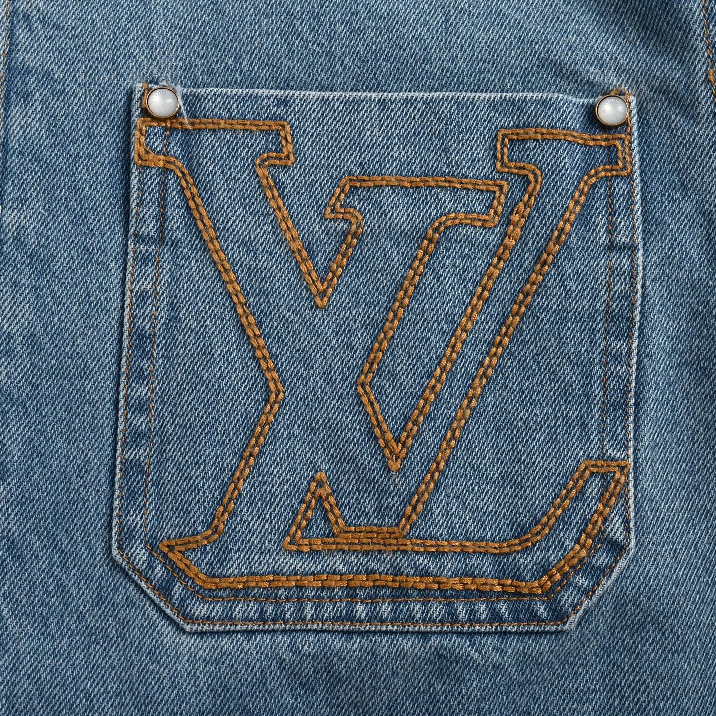 Louis Vuitton 25ss pocket embroidered zip-up denim jacket