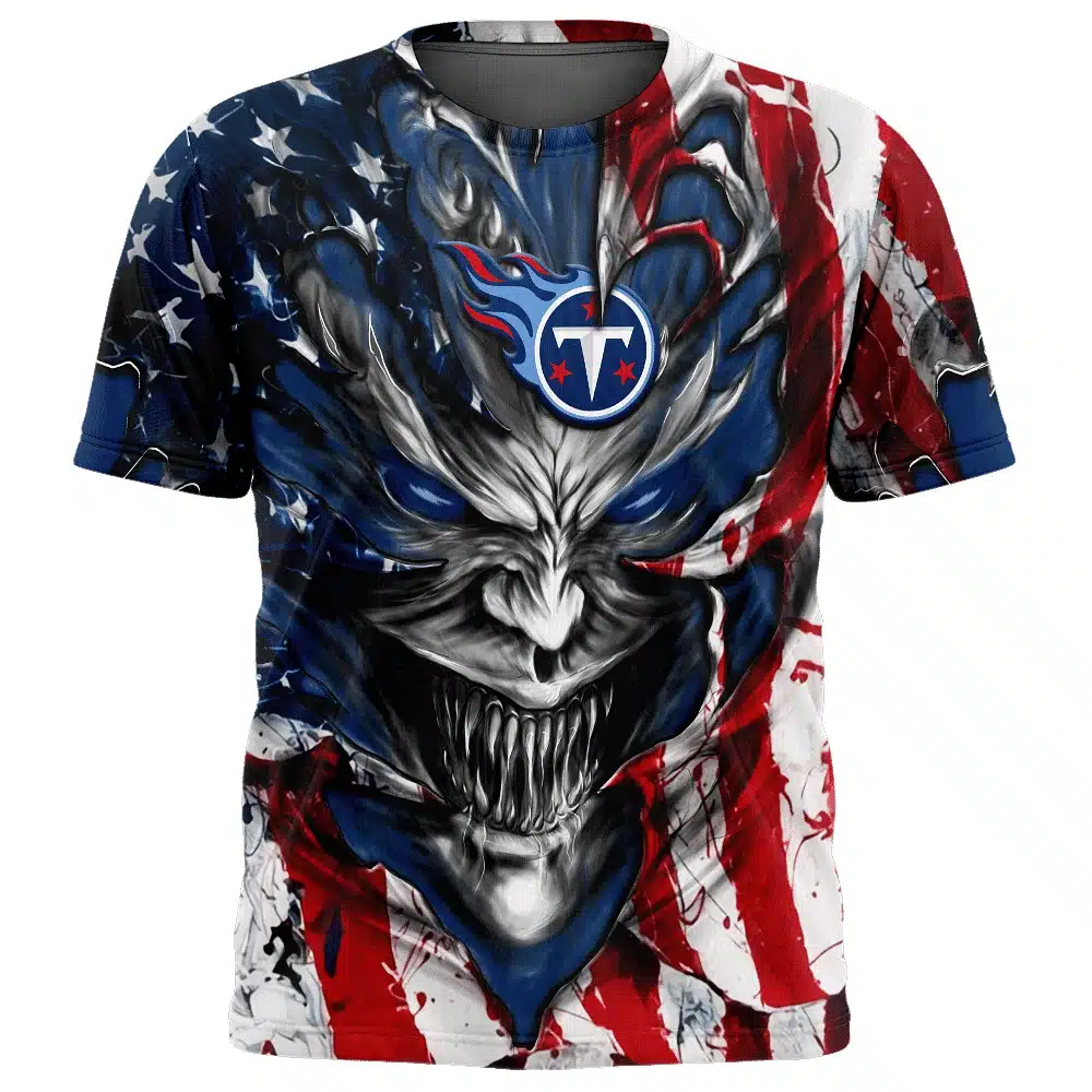 TENNESSEE TITANS DEMON FACE AMERICAN FLAG-3D UNISEX HOODIE