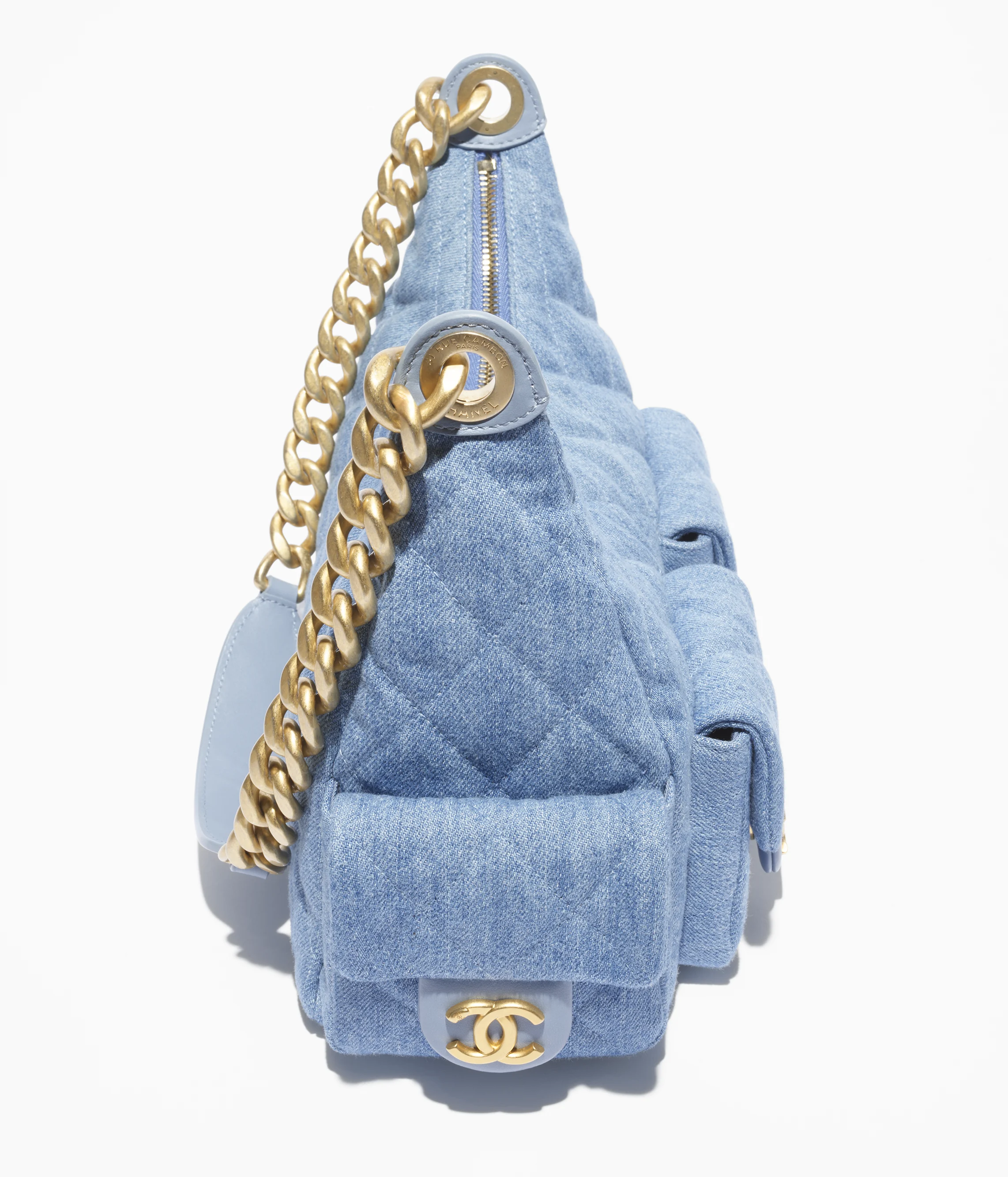 Chanel Large Hobo Bag Washed Denim & Gold-Tone Metal Blue AS5339-B19251-NG353