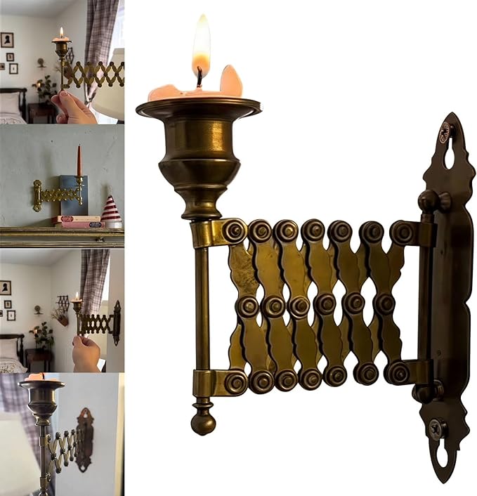 👍Last Day Promotion 50% OFF💥🔥Handmade 180° Rotatable Extending Vintage Wall-Mounted Candle Holder